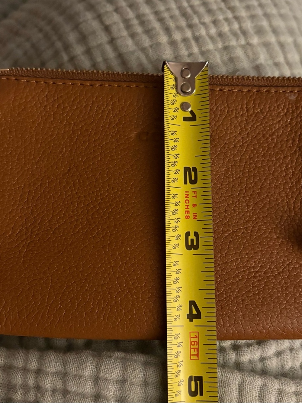 Coach Pebbled Leather Wristlet in Cognac Brown with Gold Hardware - Picture 9 of 10